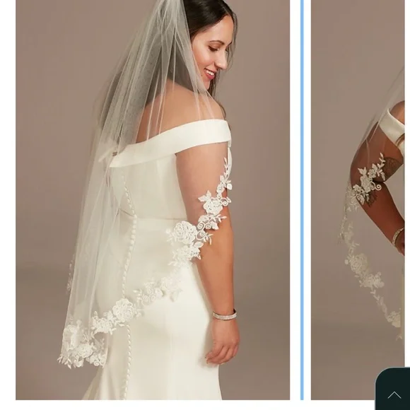Embroidered Beaded Floral Scroll Fingertip Veil Stunning Beaded Scroll Fingertip Length Wedding Veil main image 4